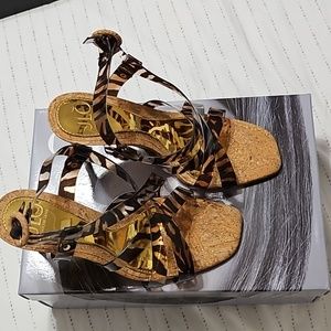 Jlo heel wild zebra print lucite sandals 6.5. Like new. Worn once.